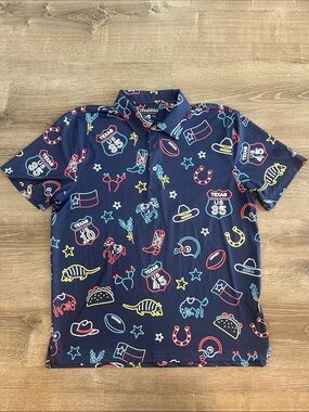Chubbies Navy Multicolor Texas Icon Polo